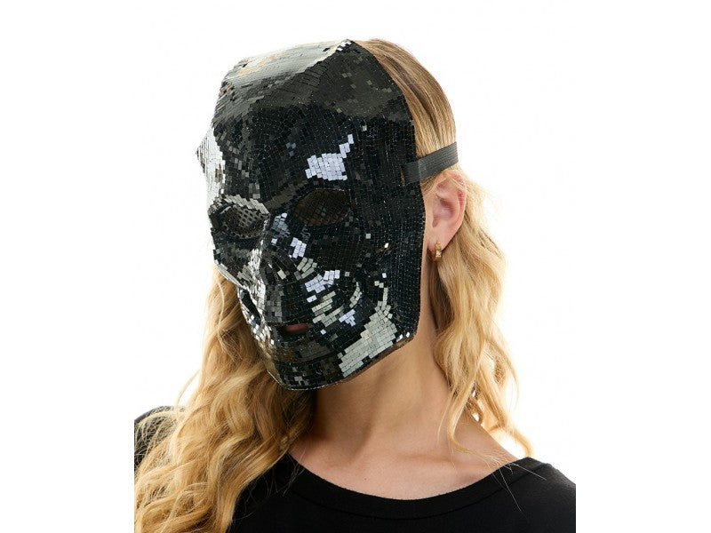 Black Mirrored Shiny Skull Mask