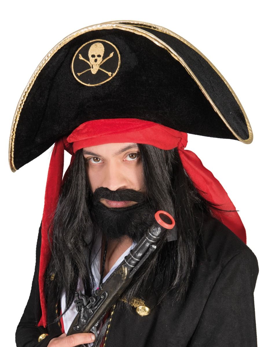 Velvet Pirate Hat w/Red Sash
