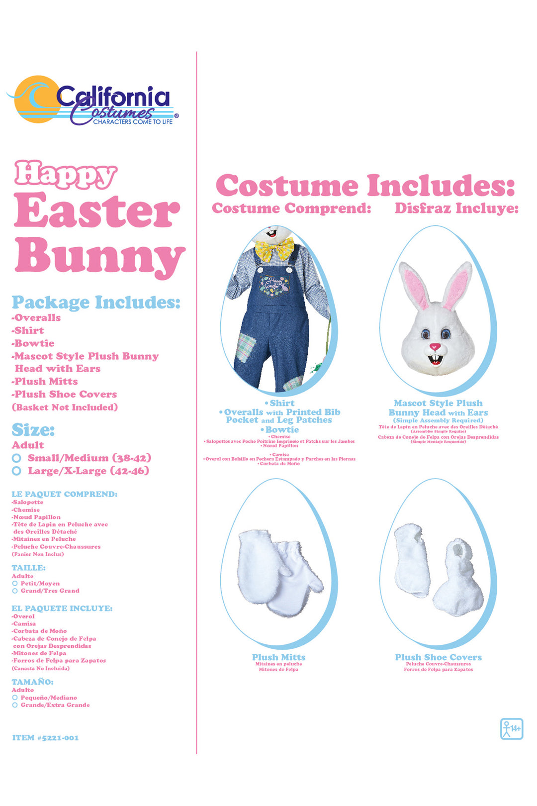 Happy Easter Bunny Costume with Mascot Head