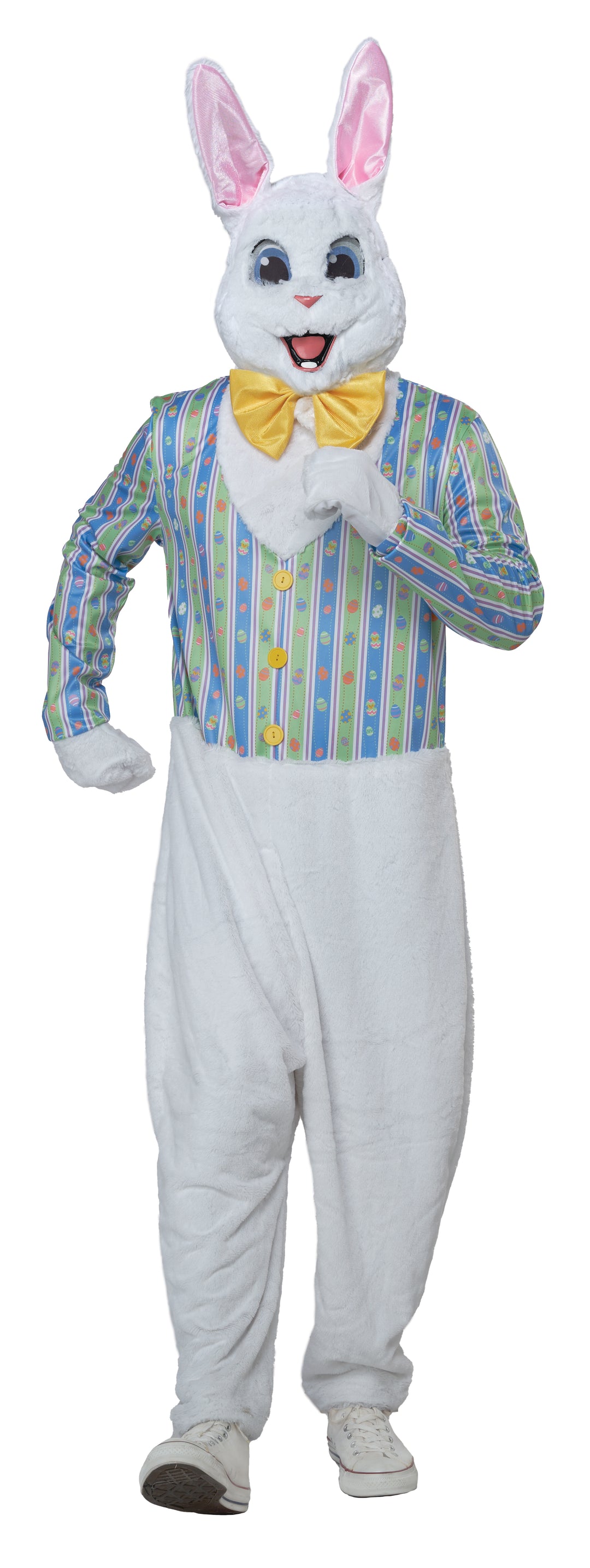 Easter Bunny Mascot Costume with Removable Face Mask - Adult