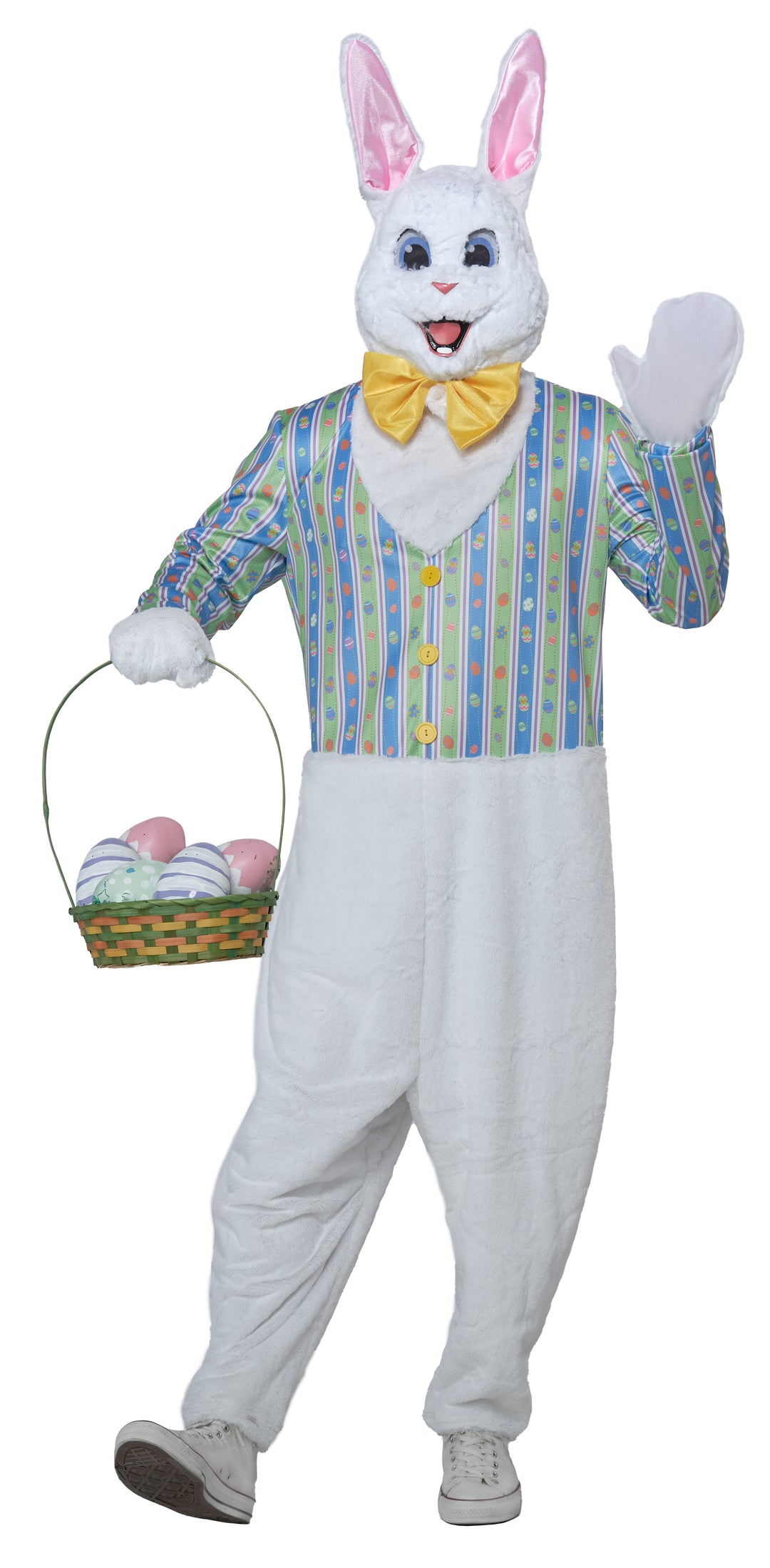 Easter Bunny Mascot Costume with Removable Face Mask - Adult