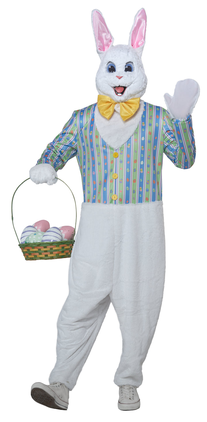 Easter Bunny Mascot Costume with Removable Face Mask - Adult