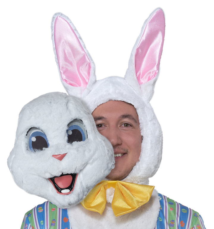 Easter Bunny Mascot Costume with Removable Face Mask - Adult