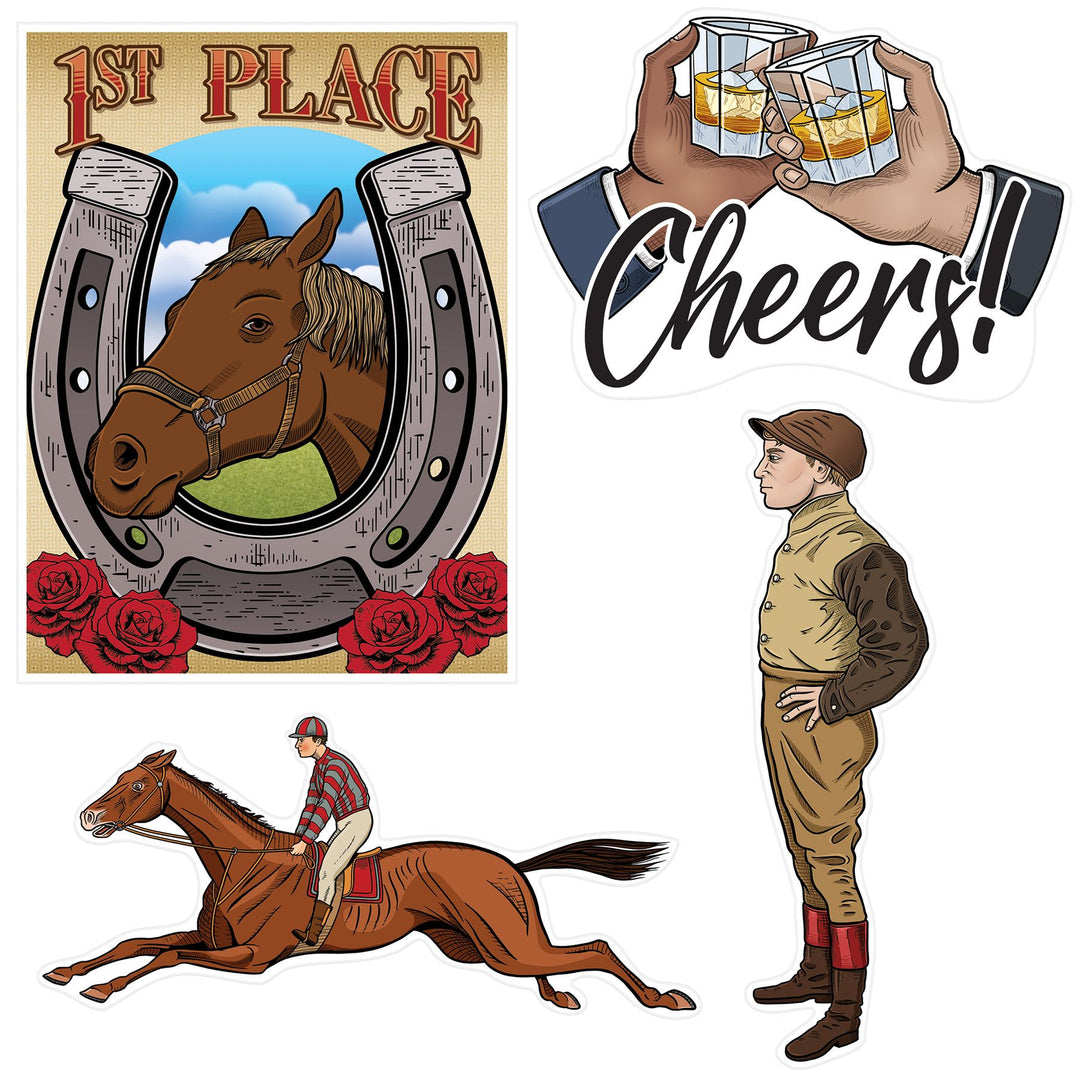 Vintage Horse Racing Cutouts 4 per package