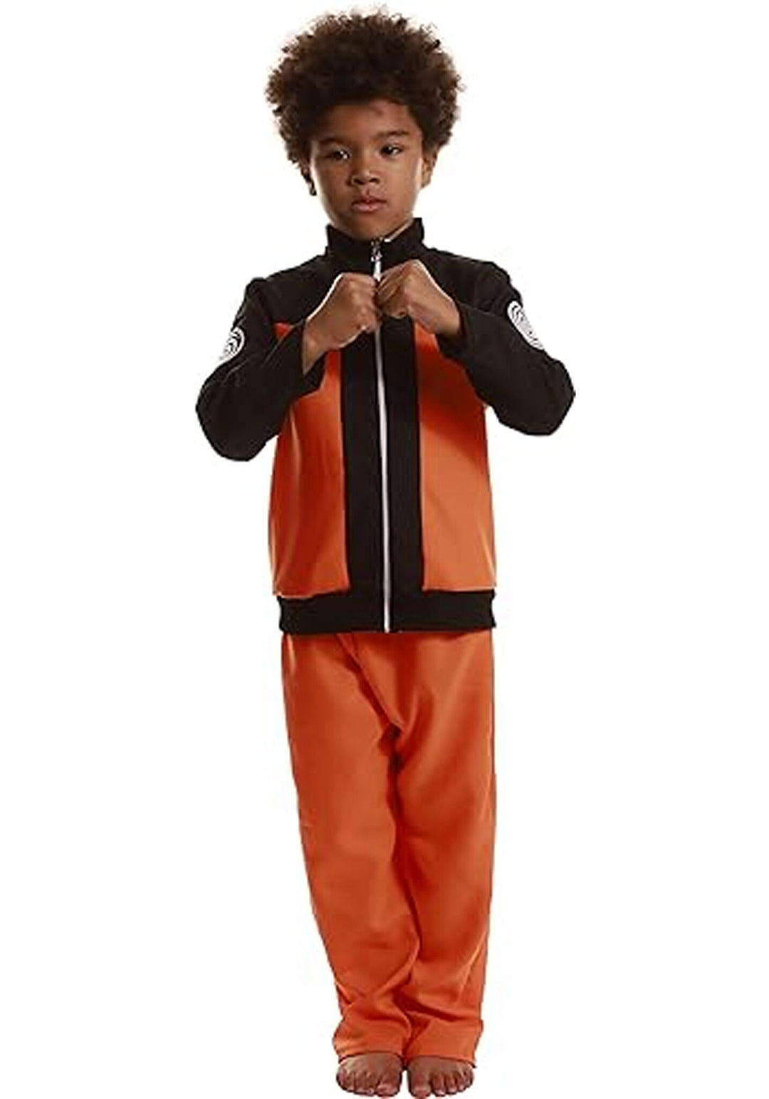Anime Orange &amp; Black Ninja Costume - Child