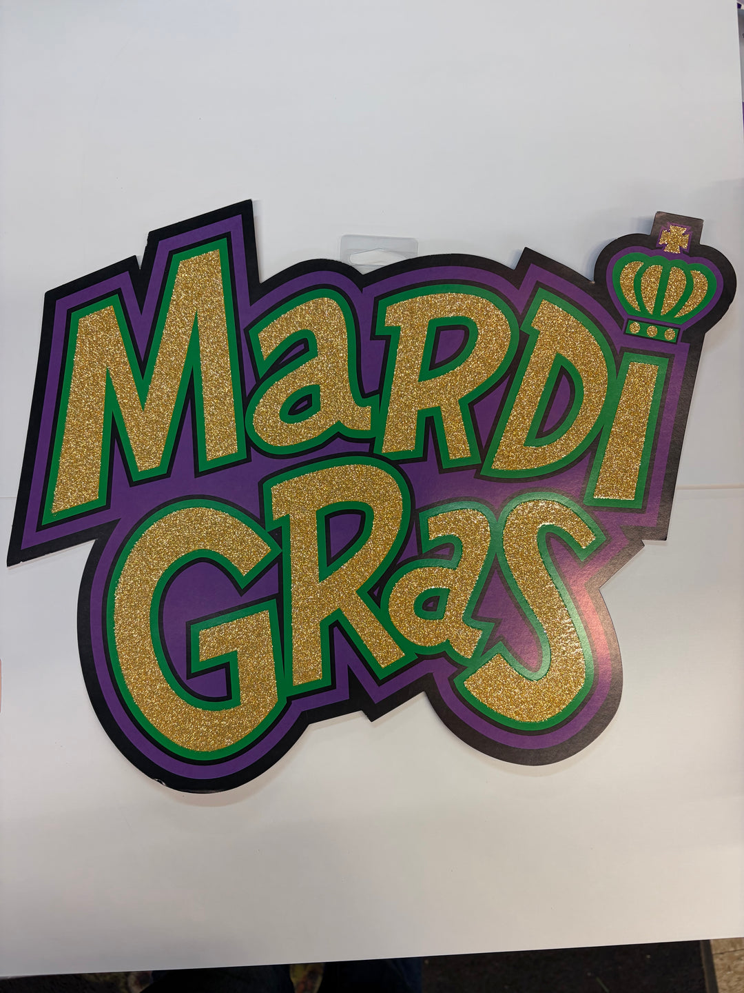 Glittered Mardi Gras Sign