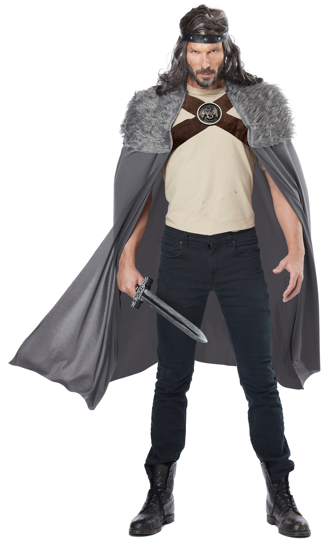 Grey Dragon Master Cape with Grey Fur