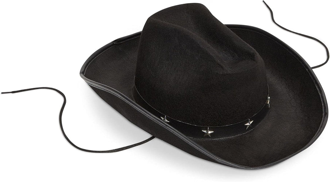 Black Felt Cowboy Hat with Silver Star Band - Adult
