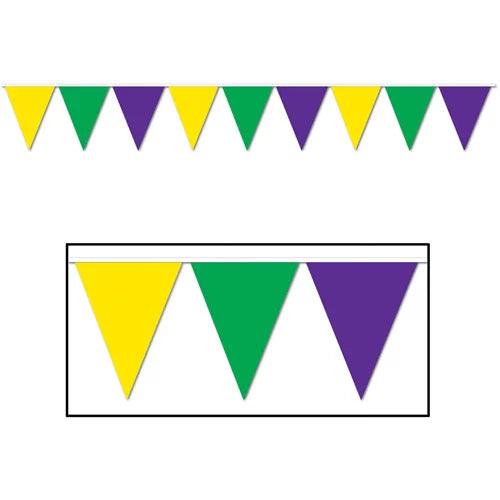 Mardi Gras Green, Purple & Gold Pennant Banner