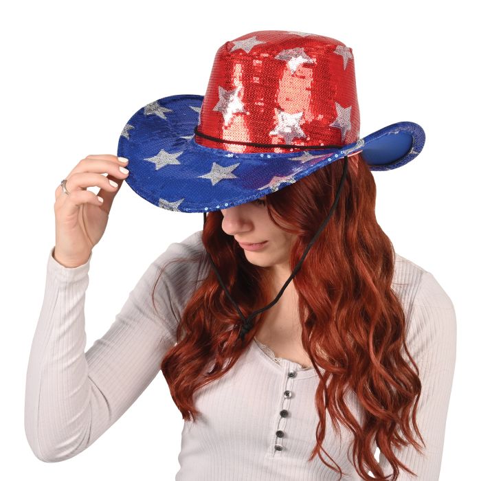 Sequined Patriotic Cowboy Hat