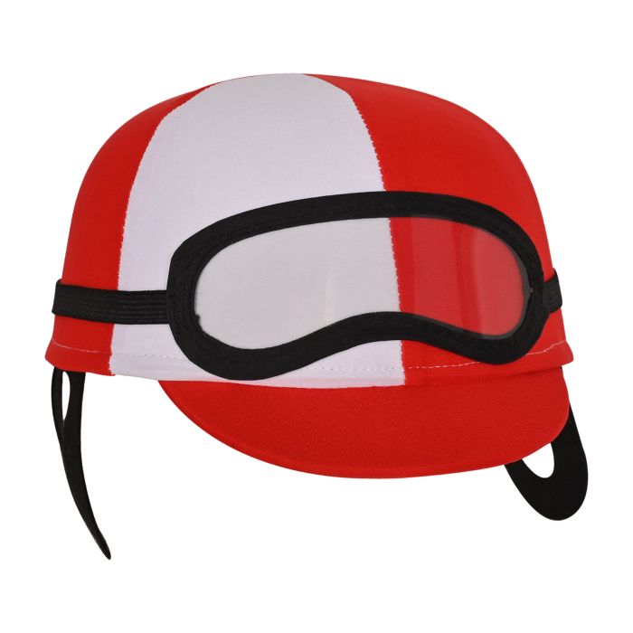 Two-Toned Fabric Jockey Cap - Red and White