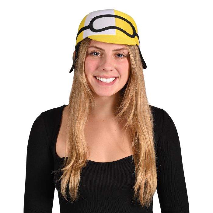 Two-Toned Fabric Jockey Cap - Yellow & White