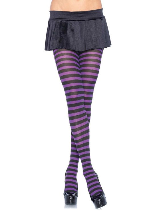 Striped Tights - Black &amp; Purple Standard Adult Size