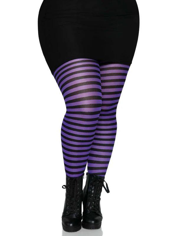 Black and Purple Stockings - Plus Size