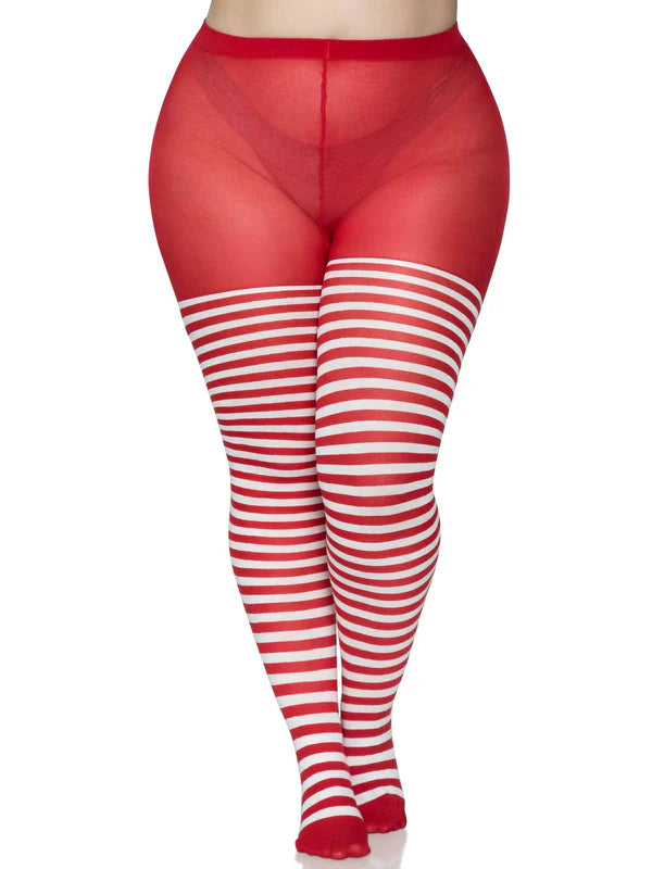 Red and White Tights - Plus Size