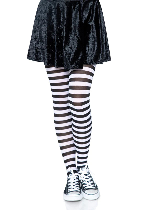 Black and White Striped Stockings - Standard Size