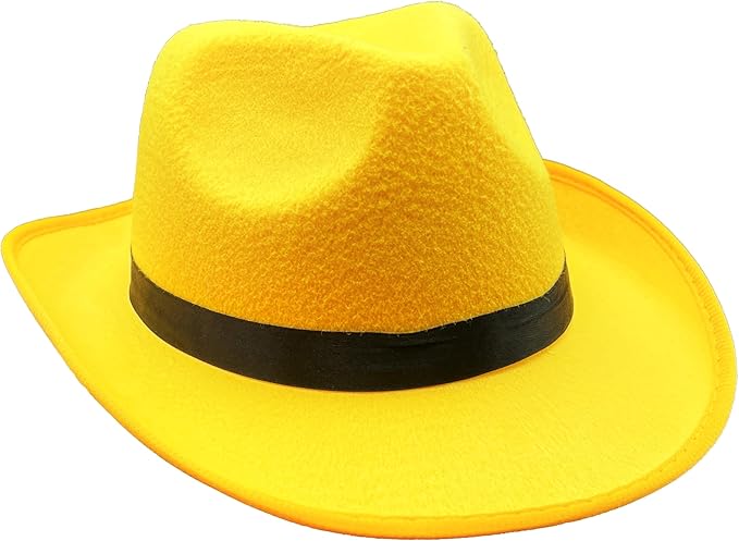 Yellow Felt Fedora with Black Band