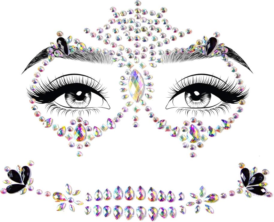 Stick on Iridescent Skull Face Jewels