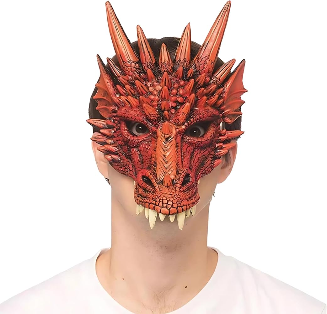 Red Fantasy Dragon Mask
