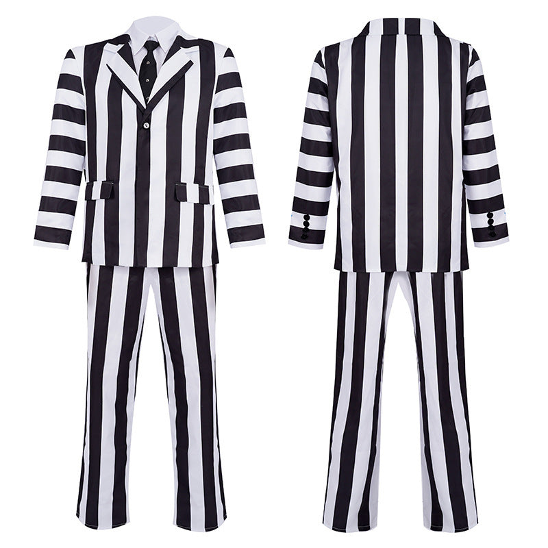 Black & White Beet Striped Suit