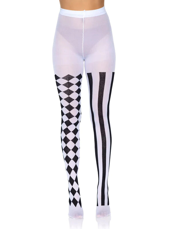 Tights - Black & White Harlequin Pattern