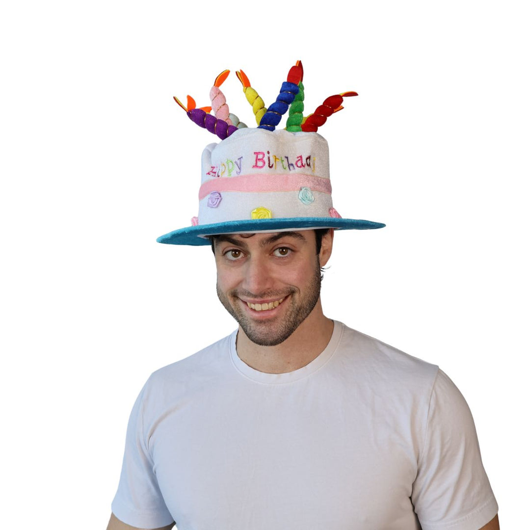 Plush Happy Birthday Cake Hat with Candles