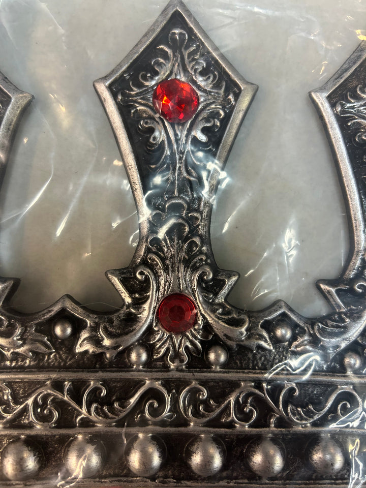 King's Pewter Foam Crown with Red Jewels