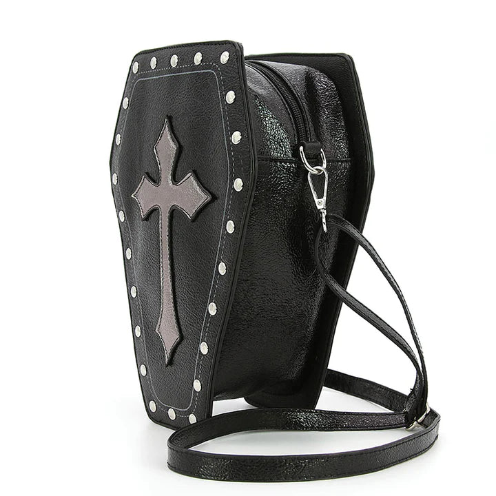 Metallic Cross Coffin Bag In Vinyl