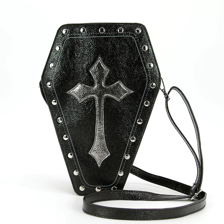 Metallic Cross Coffin Bag In Vinyl