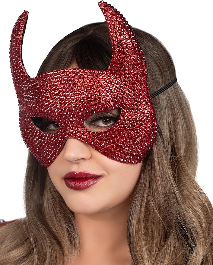 Rhinestone Devil Half Mask