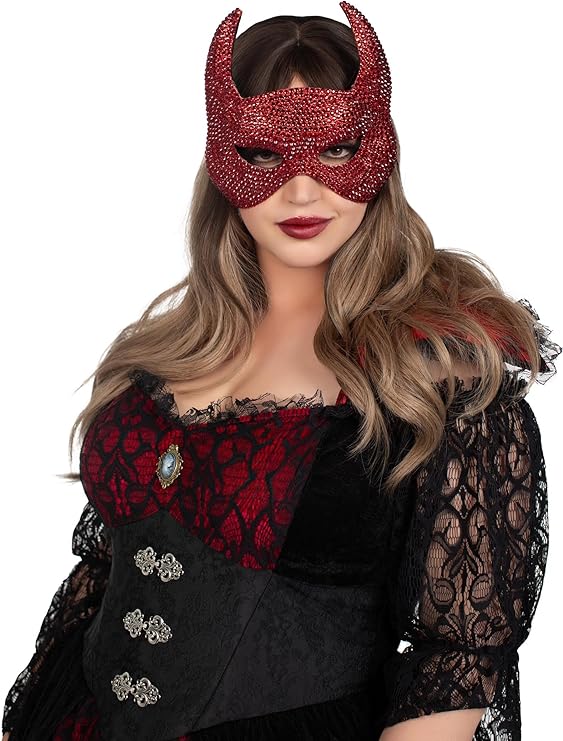 Rhinestone Devil Half Mask