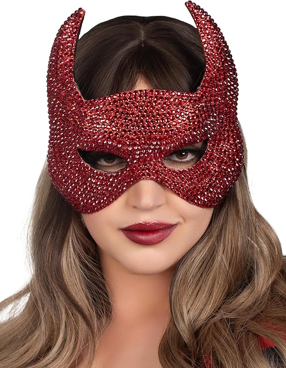 Rhinestone Devil Half Mask
