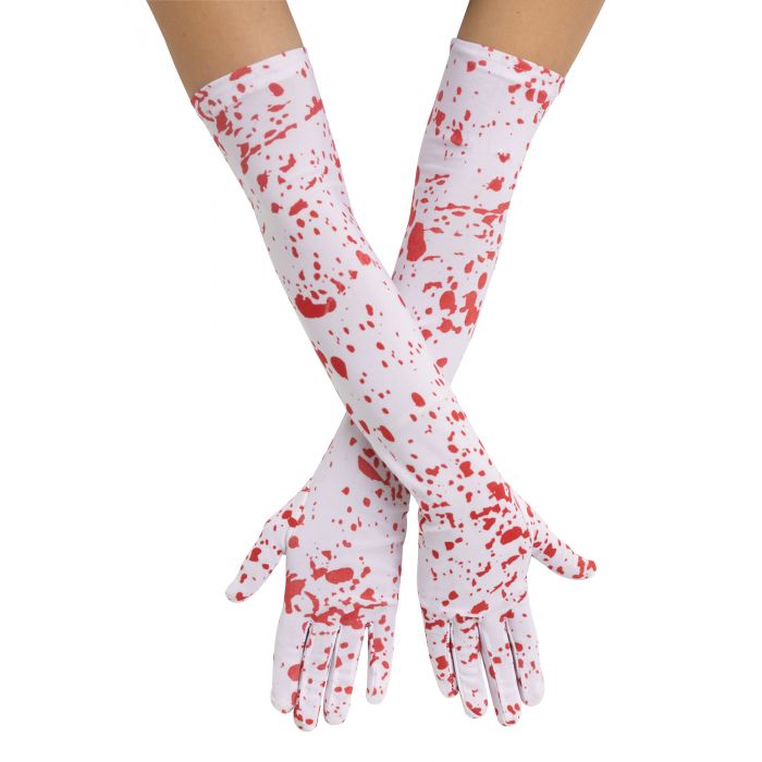 Blood Splatter Long White Gloves