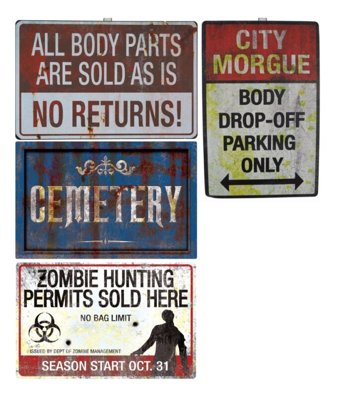 17" Metal Signs Halloween Asst.