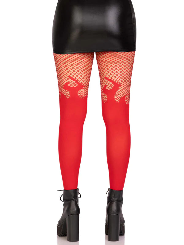Fan The Flames Opaque Fishnet Tights