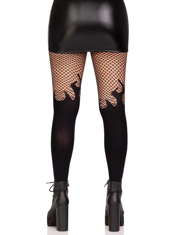 Fan The Flames Opaque Fishnet Tights
