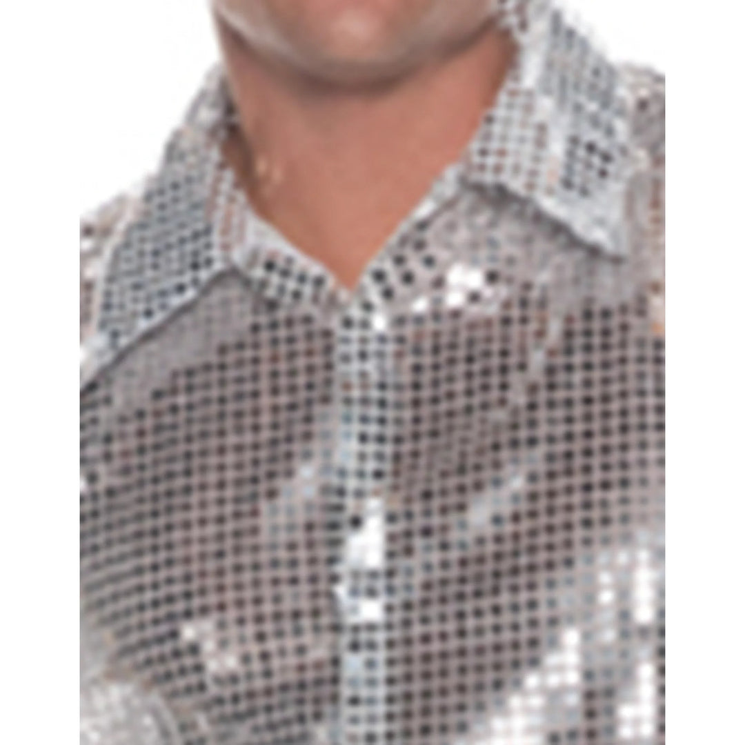 Silver Sequin Disco Shirt Adult Costume