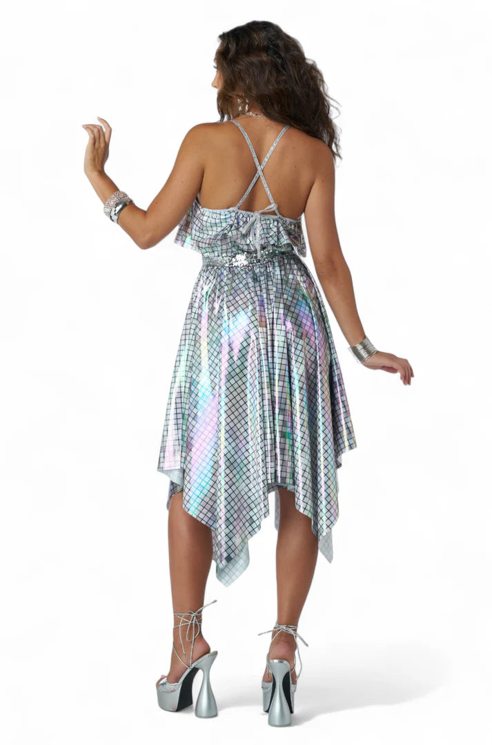 Silver Mirrorball Disco Dress Adult Costume