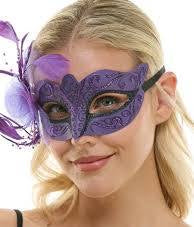 Purple Fascinator Half Mask with Tulle Flower & Feather by KBW