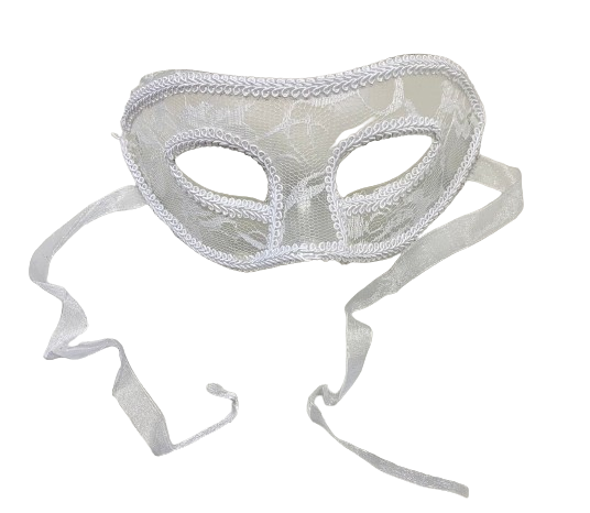 Lace Half Mask with Brocade Trim & Ribbon Ties