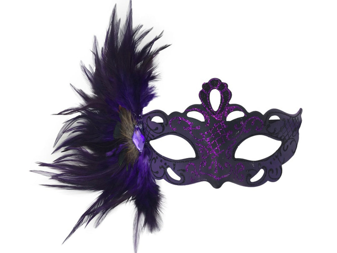 Metallic & Glitter Half Mask with feathers