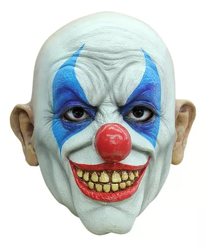 Evil Smiling Clown Mask w/Blue Makeup