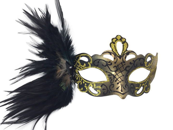 Metallic & Glitter Half Mask with feathers