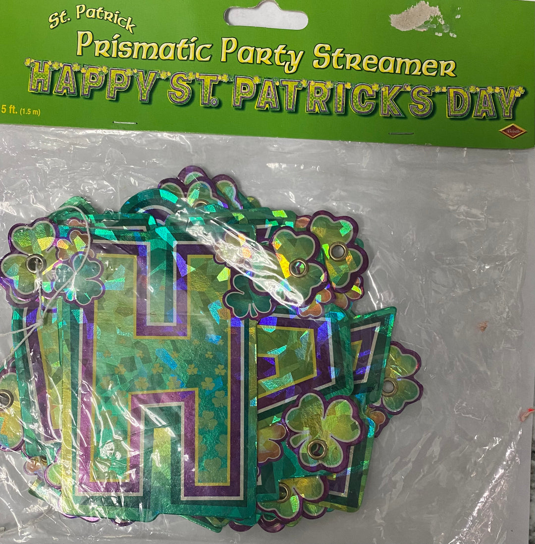 Happy St. Patrick's Day Prismatic Streamer