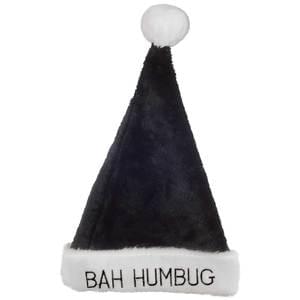 Black Plush Bah Humbug Santa Hat