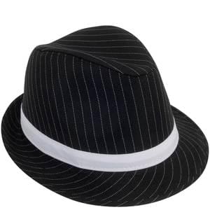 Fedora Short Brim Hat - Black with White Stripes
