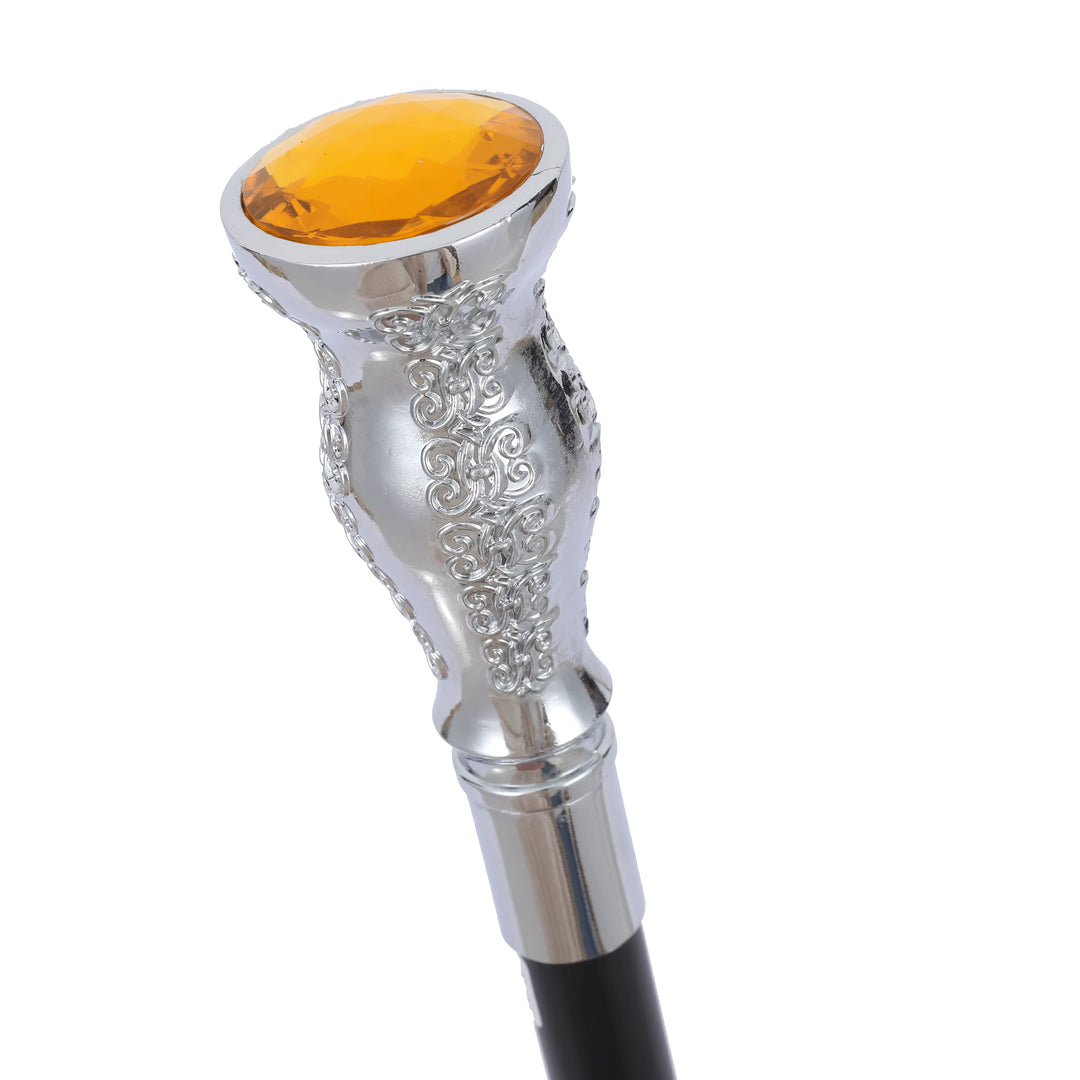 Deluxe Metal Silver Jeweled Cane