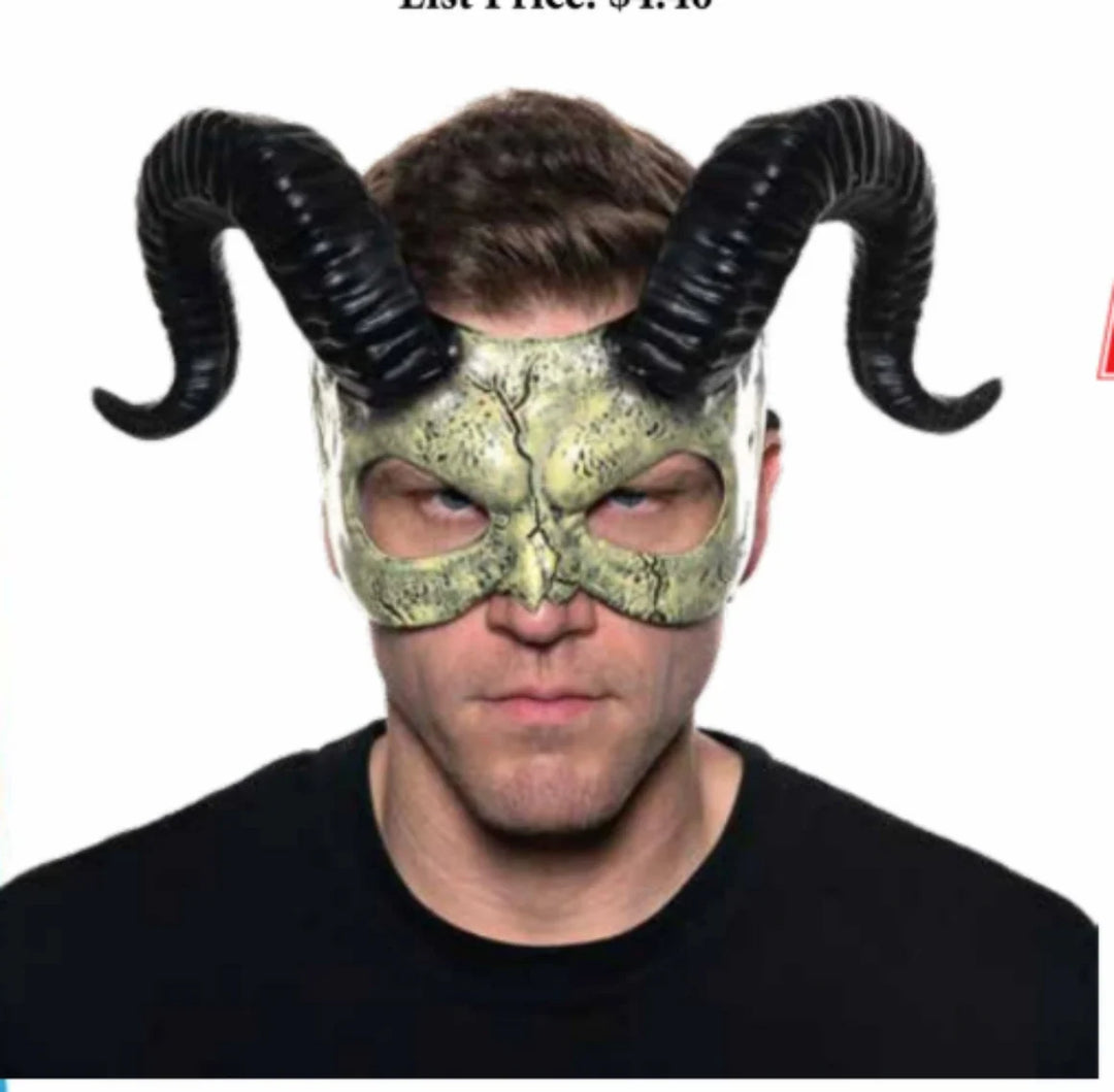 Wolf Skull Half Mask with Horns
