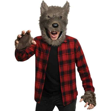 Plush Werewolf Mask &amp; Hands Set