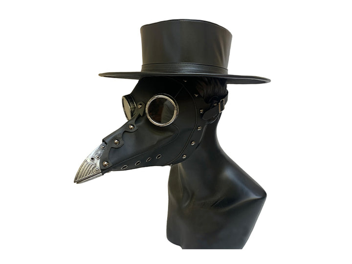 Black Faux Leather Plague Doctor Mask